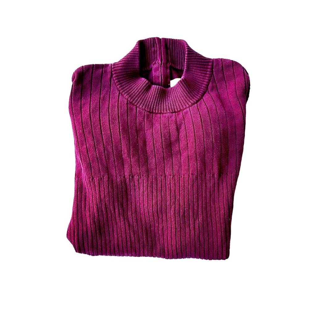 Vintage Samantha Edwards Sweater XL Burgundy Wine Back Zip Silk Cotton P… - Picture 6 of 11